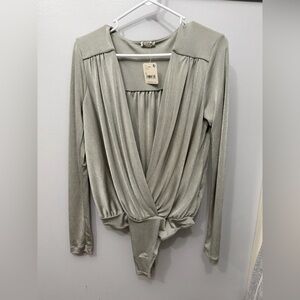 NWT Free People Silver Bodysuit Size Large